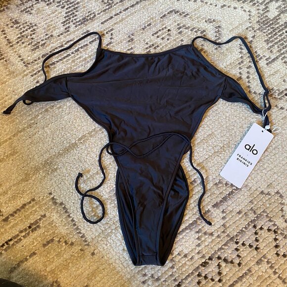 Alo / Frankie's Bikinis Croft Satin Cheeky One Piece Swimsuit M - NWT - Picture 3 of 6